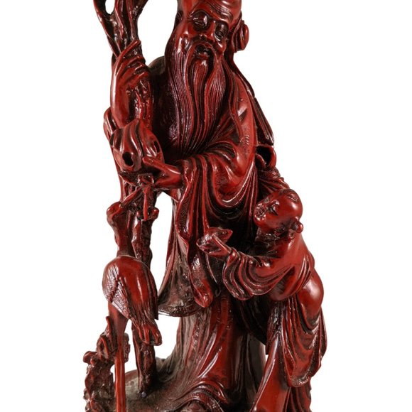 Chinese Shou Lao Shou Xing Large Statue | 11" Tall | - Picture 3 of 8